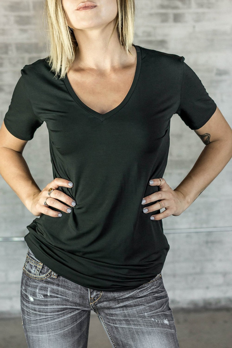 The Heather Short Sleeve Relaxed V-Neck